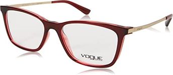 VO5224 Square Eyeglass Frames, Transparent Bordeaux/Transparent/Demo Lens, 53mm