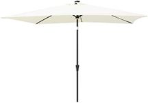 C-Hopetree 6.5 x 10 ft Rectangular Outdoor Patio Market Table Umbrella with Solar LED Lights, Ivory