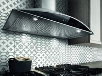 30" Curved Chimney Stainless Steel Wall Mount Range Hood with Black Front Panel