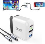 Switch Dock Charger for Nintendo Switch/OLED/iPhone 15/15Pro, Basicolor 36W Portable TV Docking Station, 3 in 1 Switch Charger with 4K@60Hz HDMI/USB2.0/PD USB-C Fast Charging Ports, 1M USB-C Cable