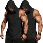 COOFANDY Men's 2 Pack Workout Hooded Tank Tops Bodybuilding Muscle Cut Off T Shirt Sleeveless