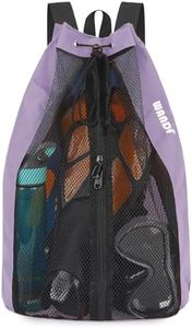 WANDF Swim Bag Mesh Drawstring Backpack Beach Backpack for Swimming, Gym, and Workout Gear(Purple)