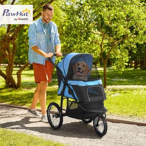 PawHut Dog Stroller – Blue Pet Carrier with Foldable Design