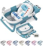 TPN Collapsible Baby Bathtub, Baby Bath Tub with Soft Cushion & Real-Time Thermometer, Baby Bathtub Infant to Toddler Tub (0-36 Months), Portable Newborn Travel Bath tub
