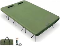 Freein Double Camping Cot with 7 PSI Inflatable Mattress Combo, Queen Size Modular 2-in-1 Sleep System, Dual-Height Adjustable, 16-Point Stable Frame Supports 820lbs, Portable SUV & Tent Bed