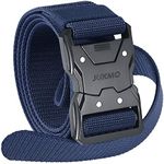 JUKMO Quick Release Tactical Belt, Military Work 1.5" Nylon Web Hiking Belt with Heavy Duty Seatbelt Buckle (Blue, Small-for Waist 30"-36" (Length 45"))