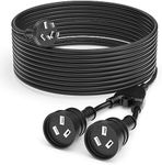 5M Power Extension Lead Cord with 3-Pin 1 to 2 Double Outlet Plug, 10A 2500W, Australia Standard Household Duty Extension Lead, Black