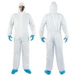 Hazmat Suit Disposable Coverall | Heavy Duty Full Body Painters Suit in 7 Sizes with Multiple Specifications for Men & Women Without Hood - Breathable & Water Resistant