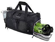 Ultimate Gym Bag 2.0: The Durable Crowdsource Designed Duffel Bag with 10 Optimal Compartments Including Water Resistant Pouch, Black, Medium (20")