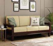 Home furniture Wooden Sofa Set for Living Room and Office 3 Three Seater Walnut Finish Natural Teak Finish (Alanis, Rosewood (Walnut Finish)) - 3 Seater