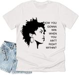 Black Music Concert Shirts How You Gonna Win When You Ain't Right Within Tshirts Short Sleeve Letter Print Lauryn Tee, White, L