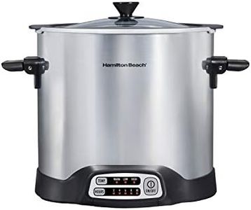 Hamilton Beach Sear & Cook Stock Pot Slow Cooker with Stovetop Safe Crock, Large 10 Quart Capacity, Programmable, Silver (33196)