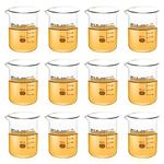 ULAB Scientific Glass Beakers Shot Glass, Vol. 50ml, 3.3 Borosilicate Griffin Low Form with Printed Graduation, Pack of 12, UBG1013