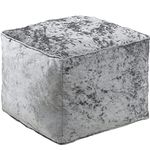 iStyle Mode Crush Velvet Square Shape Bean Bags Indoor Seating Footstools Foot Rest Stool Pouffe Ottoman 40 x 40 x 30cm (Silver)