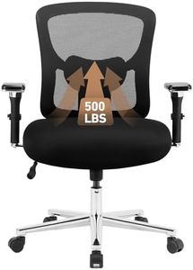 Ergonomic Home Office Desk Chair - 500lbs Heavy Duty Mid Back with Lumbar Support & 4D Armrest, Height Adjustable Mesh Computer Gaming with Backrest & Swivel Wheels, Comfy for Heavy Duty, Black