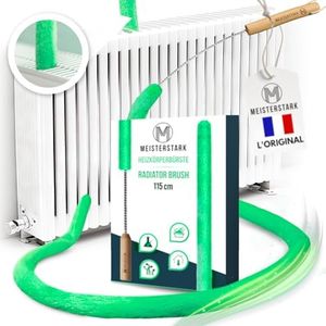 l'ORIGINAL Brosse Radiateur Longue 115cm I Brosse pour Radiateur sans Rayures I Plumeau Radiateur avec Housse Flexible et Lavable I Brosse de Nettoyage Radiateur pour Un Air Ambiant Agréable (Vert)