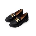 Indifeet Loafers for Women Woman Formal Loafer Ladies Stylish Platform Heel Footwear Women's Chunky Korean Shoes with Heels Girls Slip On Office Bellies Black