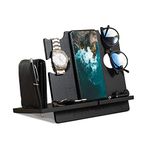 LAC Wooden Docking Station for Men - Christmas or Birthday Gifts for Men - Desk or Bedside Organiser for Him - Presents for Dad (Black)