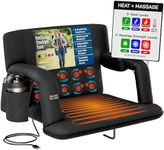 Alpcour Heated Massage Stadium Seat – Deluxe Reclining Bleacher Chair with Back & Arm Support – Built-in Heater and Massager - Extra Thick, Lightweight and Waterproof with Detachable Pockets