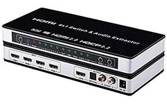 Microware HDMI 2.0 Switch 4x1-4 in 1 Out HDMI Switcher with Audio Extractor + Optical Toslink & L/R Audio Out and IR Remote Support ARC 3D EDID 4K@60HZ HDCP 2.2 for HDTV PS4 Pro Roku 4 Projector