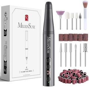 MelodySusie Electric Nail Files 11 in 1 Kit PC180F Cordless Nail Drill for Acrylic Nails 25000RPM Portable Rechargeable Nail Files 25 Speeds Professional Efiles Manicure Pedicure (Gray)
