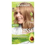 Garnier Nutrisse Ultra Crème, Permanent Hair Dye, 100% Grey Coverage, Vegan Formula, Nourished Hair, Long-Lasting Rich Colour, 80 Medium Natural Blonde, 1 Application, Packaging May Vary