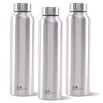 The Better Home 304 Stainless Steel Water Bottle 1 Litre | Water Bottle For Office Home | Water Bottle Steel | Steel Water Bottle For Kids School | Office Water Bottle For Women Men (Silver - 3 Pcs)