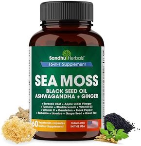 Sea Moss Capsules with Black Seed Oil Ashwagandha Ginger Burdock Root | Advanced Seamoss Superfood 60 Pills | True Combo of Infinite Multiminerals | Bundle with Shilajit | All Men Women Age
