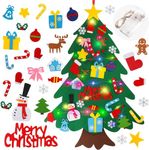 3.2FT Felt Christmas Tree Set for Toddlers Kids with Led String Light,Wall Hanging DIY Christmas Tree with Detachable Ornaments for Xmas Gifts Home Decoration