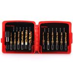 IMCCZONY Titanium Combination Drill Tap Bit Set 13PCS SAE and Metric Tap Bits Kit for Screw Thread Drilling Tapping Deburring