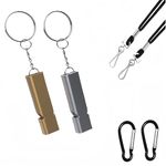 Emergency Survival Metal Whistle Double Tubes Safety Whistles 2 pack with lanyard and keychain for Boating Outdoor Camping Hiking Backpacking Sports Football Dog Training (B-Silver+Gold)