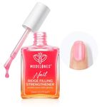 Modelones 15ml 8-in-One Nail Ridge Filler Strengthener Base Coat Nail Polish Repair for Thin and Damaged Nails, Pink