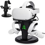 Lampelc Headset Charging Dock, VR Display Stand for Meta/Oculus Quest 2, Rift/Rift S, HTC Vive, Valve Index Headset, Touch Controllers and VR Accessories, with LED Lights, Type C Charging Port