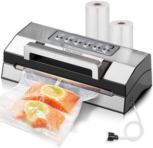 Precision Vacuum Sealer – LIWUNON Stainless Steel Food Vacuum Sealer Machine, Double Heat Seal, All-in-One Versatile for All Foods, Large Bag Storage, Built-in Cutter, Easy-Lock Handle
