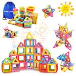 Magnetic Building Blocks Magnetic Tiles for Kids, Educational Construction Toys, Early Education Childhood Gifts, 64 Pcs Magnetic Toys for 3 4 5 6 7 8 Year Old Girls and Boys