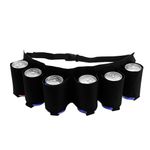 Beer Belt 6 Pack Beer Bottle Holder for Beer Drinks Can,can Hold 6 cans of Beer and Drinks, Portable Drinking Fountain, Suitable for Camping, Hiking (Black)