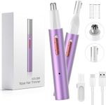 Ear and Nose Hair Trimmer for Women Men, Rechargeable Fair Hair Removal for Women 3 in 1 Professional Painless Eyebrow & Facial Hair Trimmer, Purple