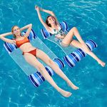 Inflatable Pool Floats, 2 Pack Meegoo Multi-Purpose Water Hammock Lounge, Portable Swimming Pool Hammock Drifter Chair for Adults Vacation Fun and Rest