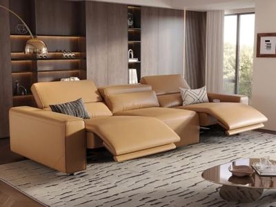 POVISON 109'' Oversized Power Recliner Sofa with Zero Gravity, Wall Hugger 3 Seats Faux Leather Reclining Sofa with Power Headrest, Charging Ports, Recliner Couches for Living Room, RV, Khaki