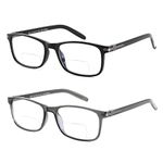 LKEYE Bifocal Reading Glasses Men Women Blue Light Blocking Computer Readers Wide Frame Progressive Eyeglasses Clear Top Fashion Designer Cheaters Transition Stylish Eyewear LK6021 +2.50