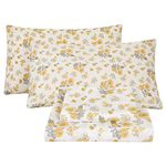 Yellow Floral Bed Sheets King, Printed Sheet Set King - Brushed Microfiber Patterned Fitted Sheet with 15" Deep Pocket for King Bed,4 Piece (Flat Sheet + Fitted Sheet + Pillowcases)