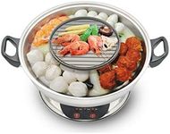 2in1 Electric Hotpot with BBQ Grill by Galaxy Tiger SET-400A - Stainless Steel Shabu Shabu Steamboat and BBQ Grill Combined in one hot Pot - Perfect for Family Gatherings, Parties and Events