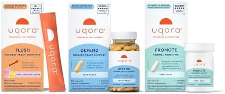 Uqora Complete Regimen with Flush, Defend & Promote - Urinary Tract Support with D-Mannose, Vitamin C, Green Tea Extract, Probiotics & More - Comprehensive Bladder Health Support* - 3-Part Bundle