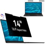 Magnetic Laptop Privacy Screen 14 inch for 16:9 Computer Monitor, 14" Removable Anti Blue Light Glare Filter Shield Compatible with Lenovo Hp Dell Acer Asus Thinkpad Envy Xps