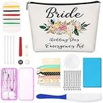 Floral Wedding Emergency Kit for Bride Wedding Survival Set with Makeup Bag, Bride Kit Bridal Shower Gift Present Fun Engagement Present for Bride Emergency Supplies