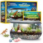 NATIONAL GEOGRAPHIC Light Up Terrarium Kit for Kids - Build a Dinosaur Habitat with Real Plants & Gemstones, Science Kit, Dinosaur Toys for Kids