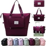 Wazdorf 41 Liter Expandable Travel Bags for Women, Duffle Bags for Women Luggage, Foldable Vanity Traveling Bag, Waterproof Hand Bag for Ladies Personal Items (Wine)