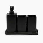 zccz Black Matte Bathroom Accessory Set - Bathroom Set with Toothbrush Holder, Soap Dispenser, Tumbler and Tray - Bathroom Soap Dispenser Set - Accessoire Salle de Bain - Black Bathroom Accessories