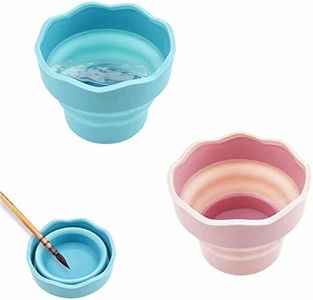 Kukiwhy 2 PCS Collapsible Paint Brush Washer, Portable Silicone Washing Bucket Brush Holder Cleaner Painting Water Cup for Watercolor Oil Painting