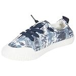 TRETORN Women's Meg Slip On Sneakers | Scrunch Back Slide Cushioned Insole & Rubber Outsole, Shibori Navy, 11